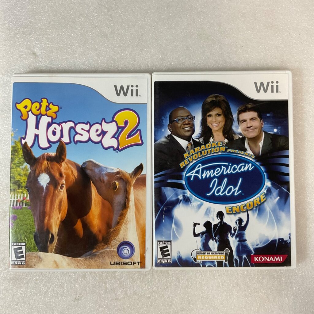Petz Horsez 2 & Karaoke Revolution American Idol Encore Wii Game Lot Complete - Image 1