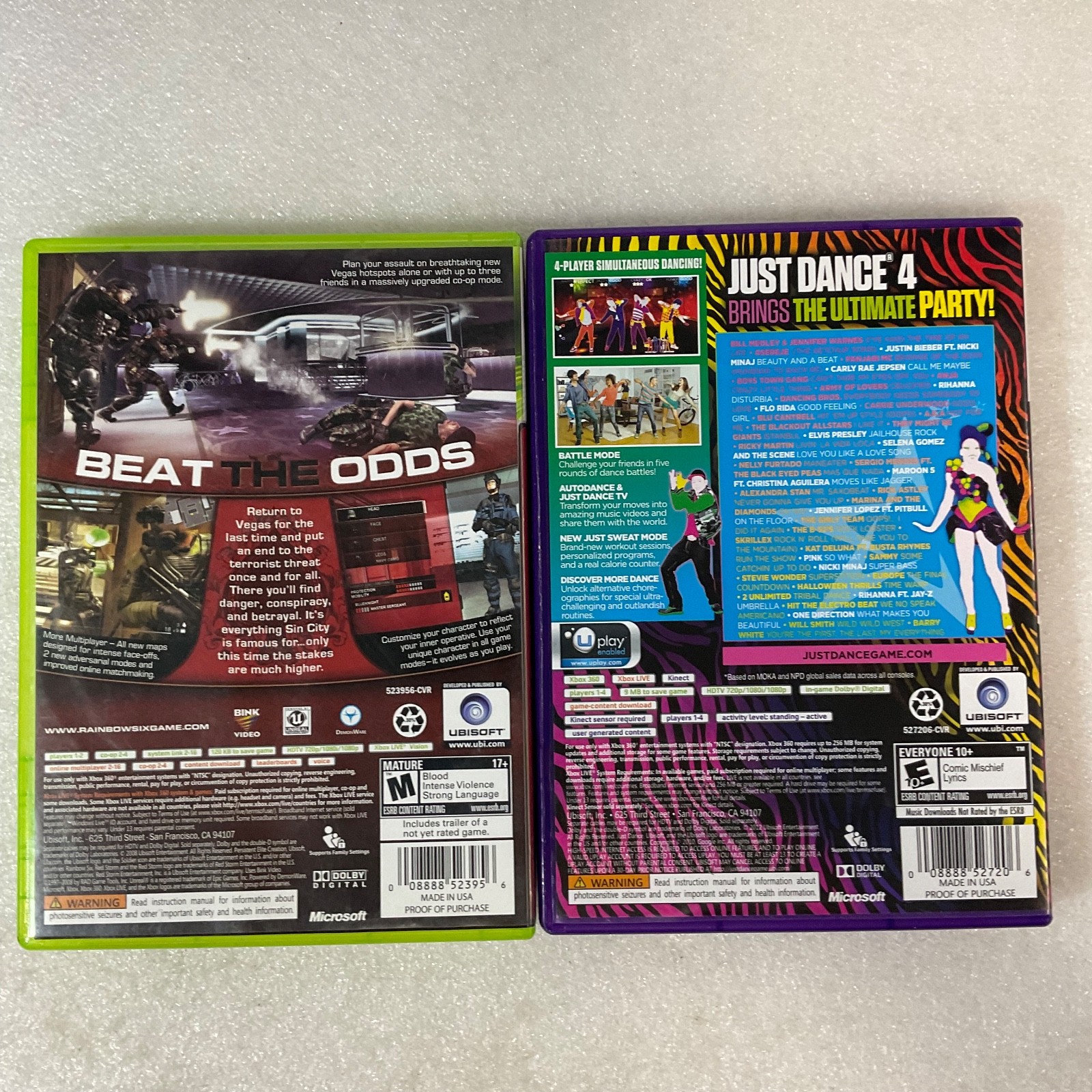 Xbox 360 Game Lot Rainbow Six Vegas 2 & Just Dance 4 Kinect Complete Tested - Image 2