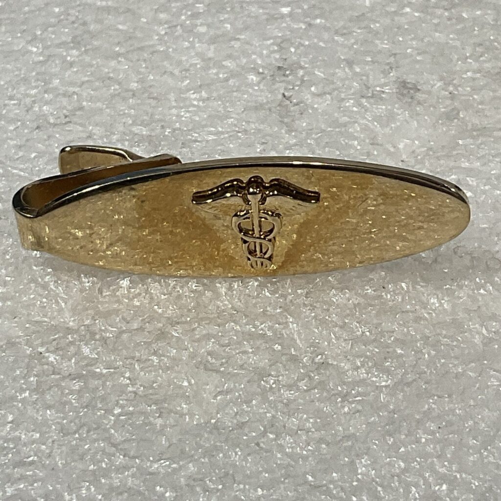 Vintage Caduceus Symbol DESITIN Tie Bar Clip medical doctor nurse Gold Tone USA - Image 1