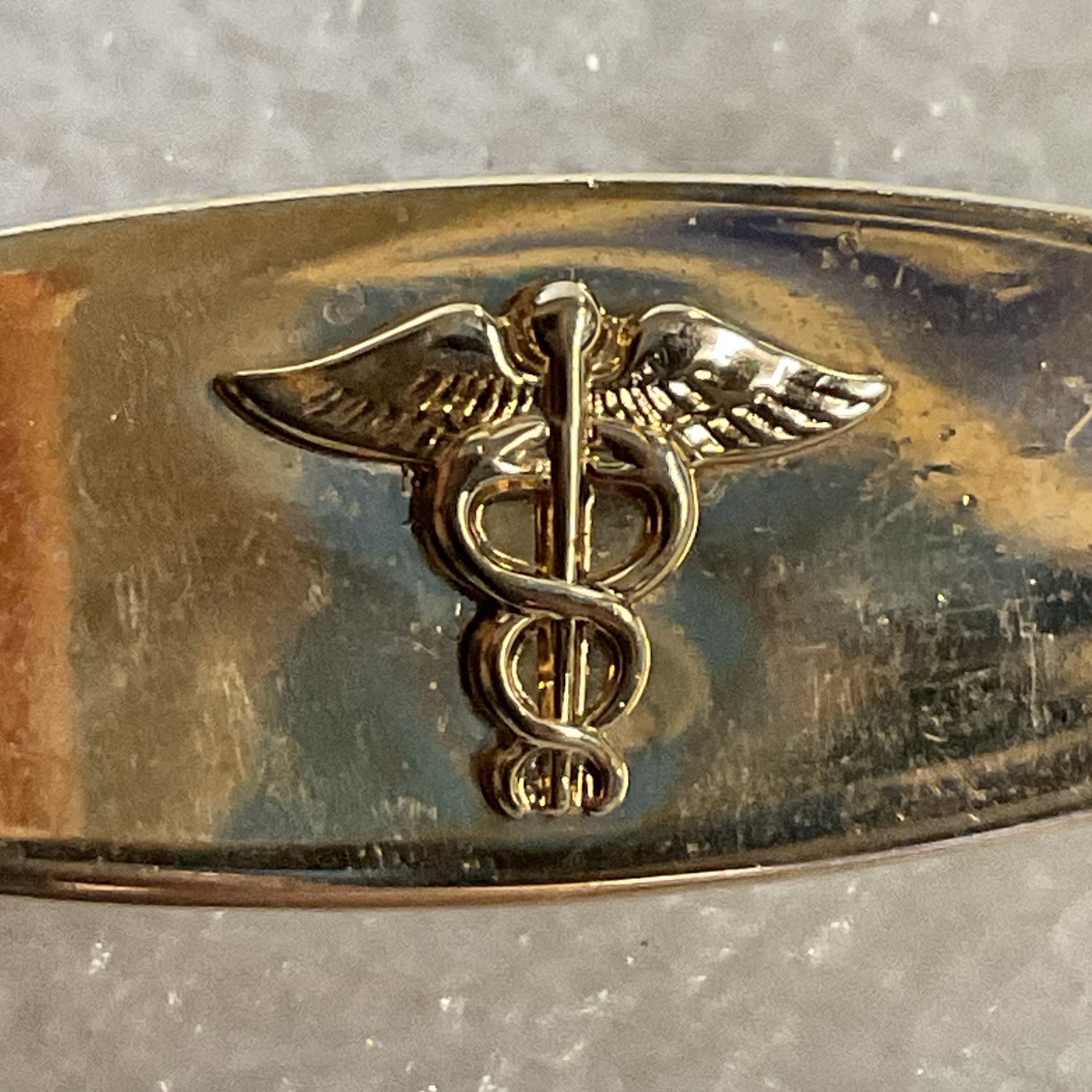 Vintage Caduceus Symbol DESITIN Tie Bar Clip medical doctor nurse Gold Tone USA - Image 4