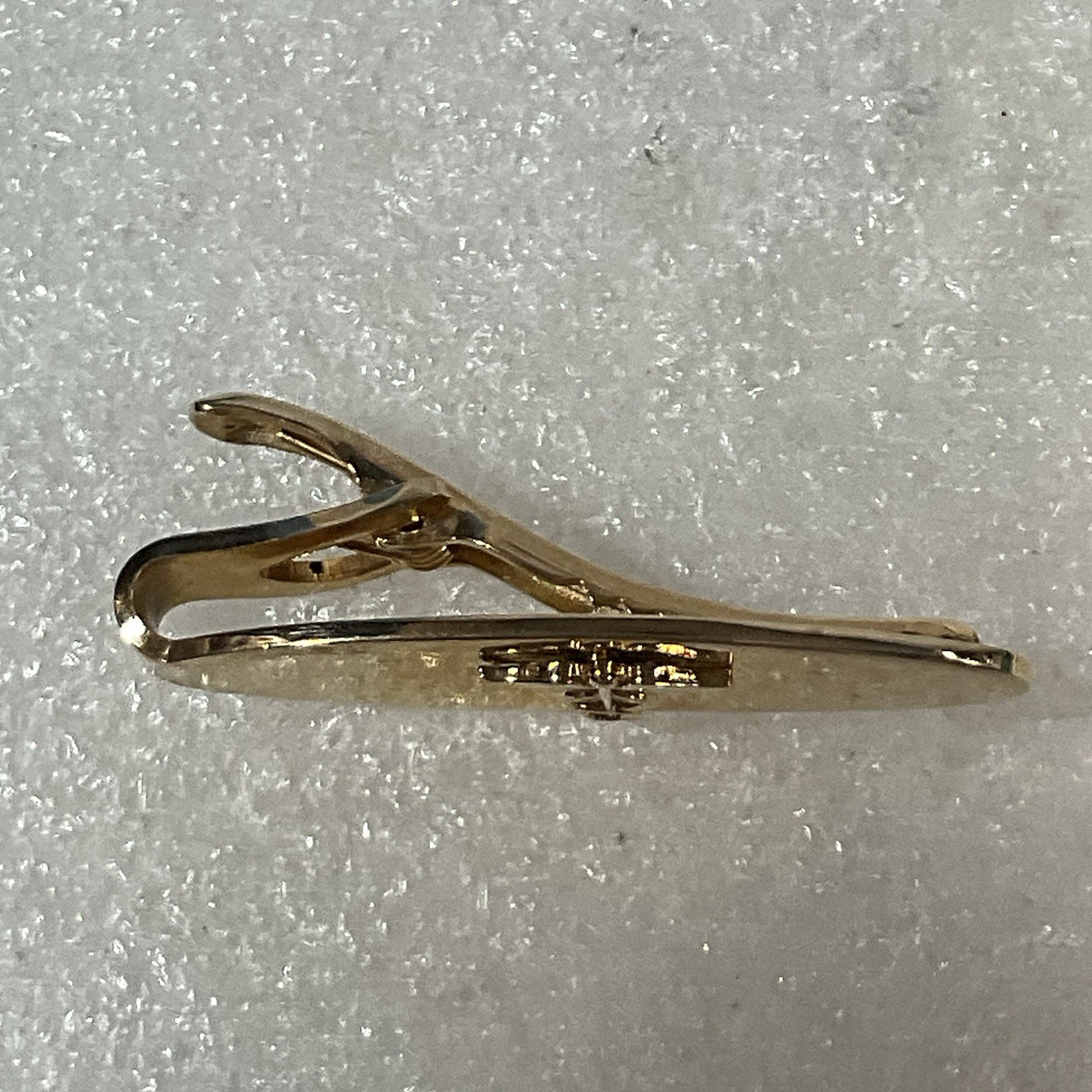 Vintage Caduceus Symbol DESITIN Tie Bar Clip medical doctor nurse Gold Tone USA - Image 2