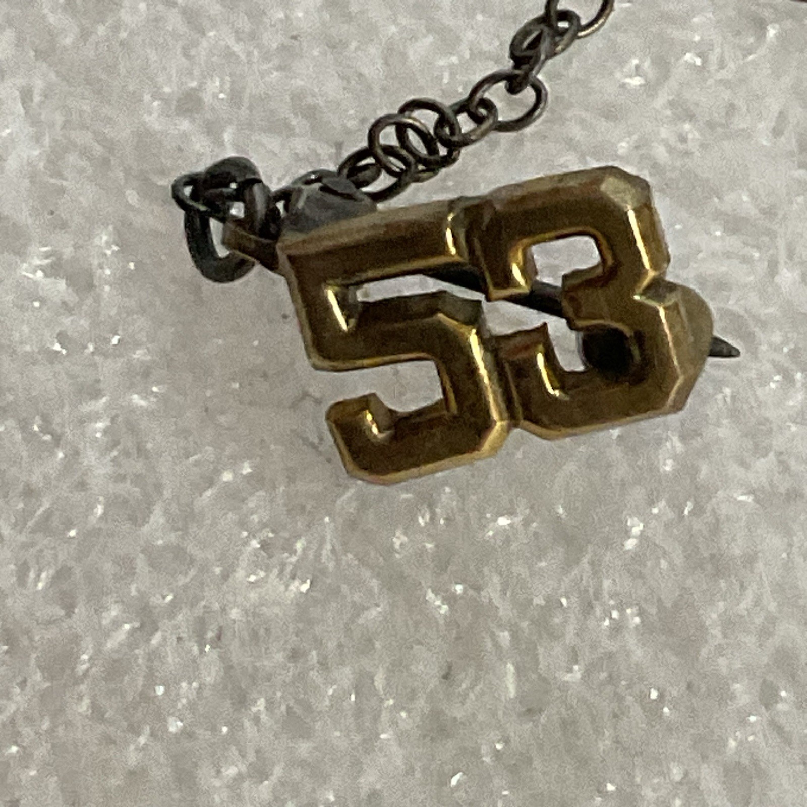 Woodrow Wilson Junior High School Wehawken NJ 1953 Gold Toned Pin & Chain EWB - Image 8