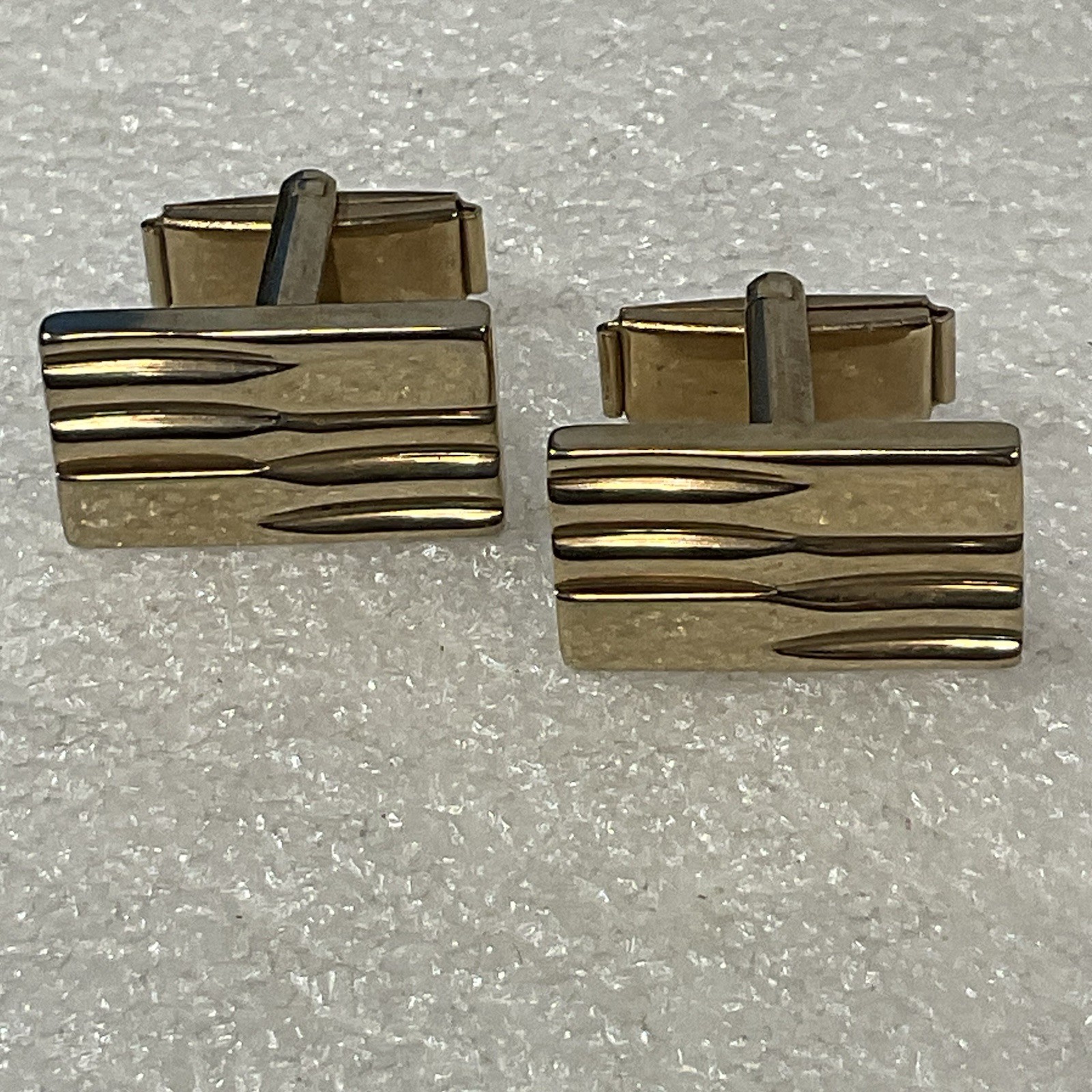 Rectangular Gold Tone Designer Fashion Cuff Links - Image 1