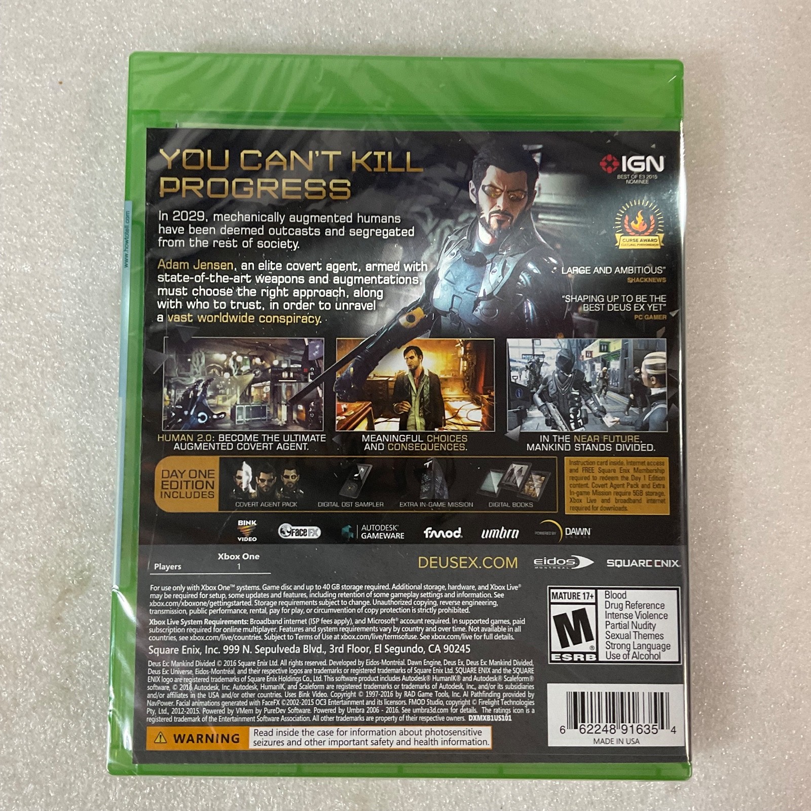 Deus Ex Mankind Divided Day One Edition Xbox One New Sealed - Image 2