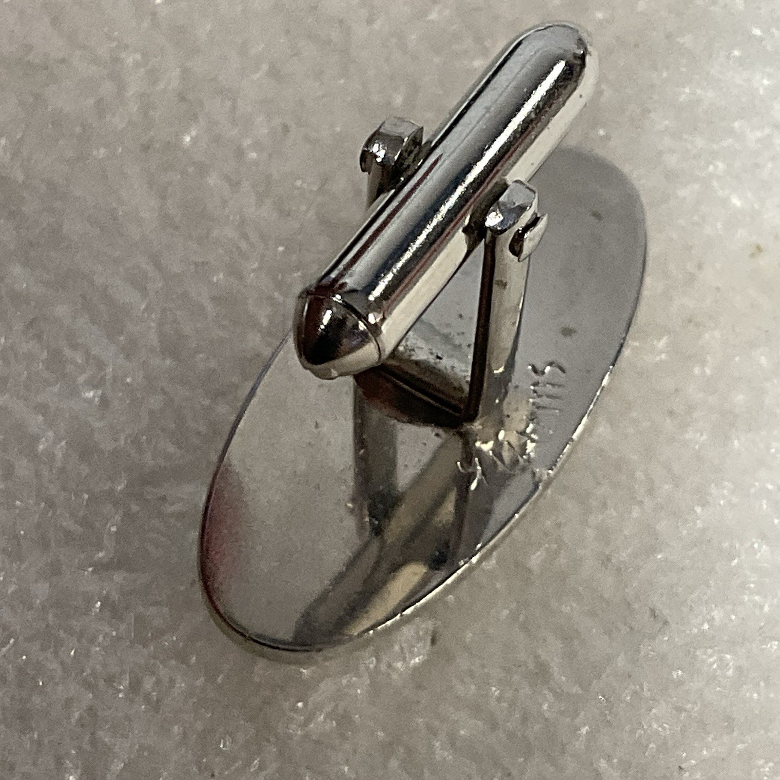 Swank Silver Toned Oval Designer Fashion Cuff Links - Image 5