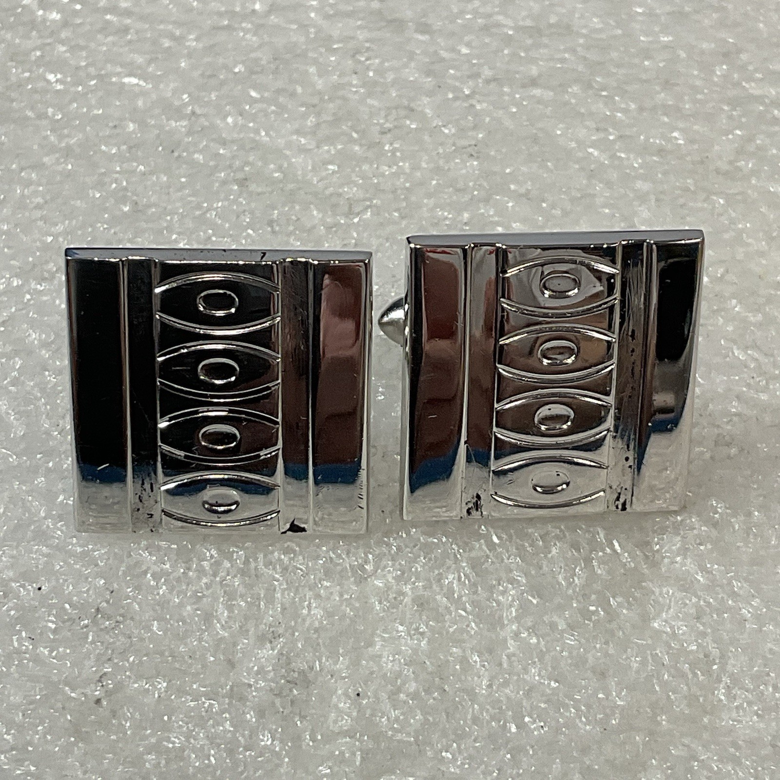 Vintage Swank Rectangular Silver Tone Designer Fashion Cuff Links - Image 1