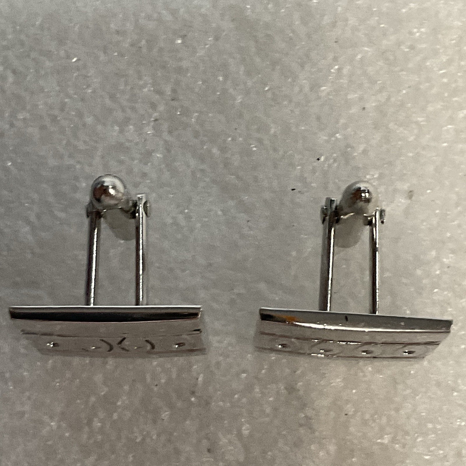Vintage Swank Rectangular Silver Tone Designer Fashion Cuff Links - Image 3