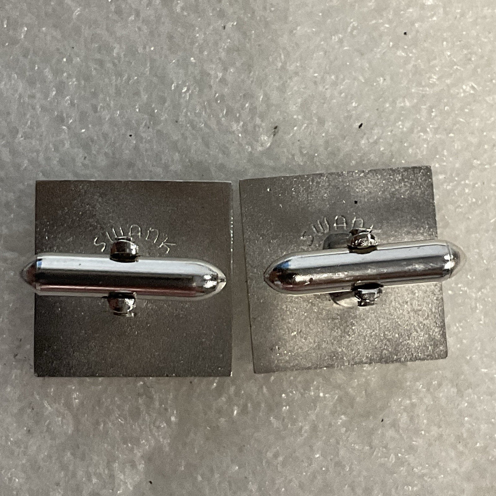 Vintage Swank Rectangular Silver Tone Designer Fashion Cuff Links - Image 8