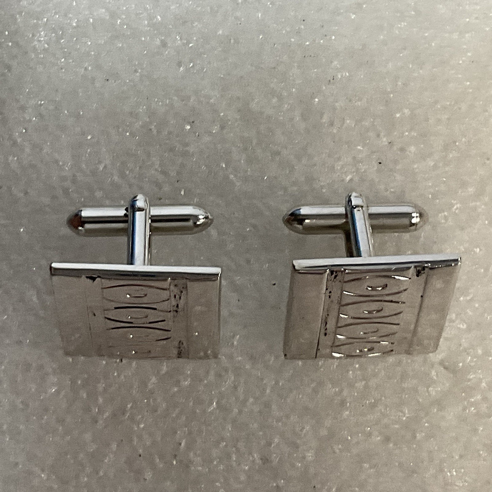 Vintage Swank Rectangular Silver Tone Designer Fashion Cuff Links - Image 4