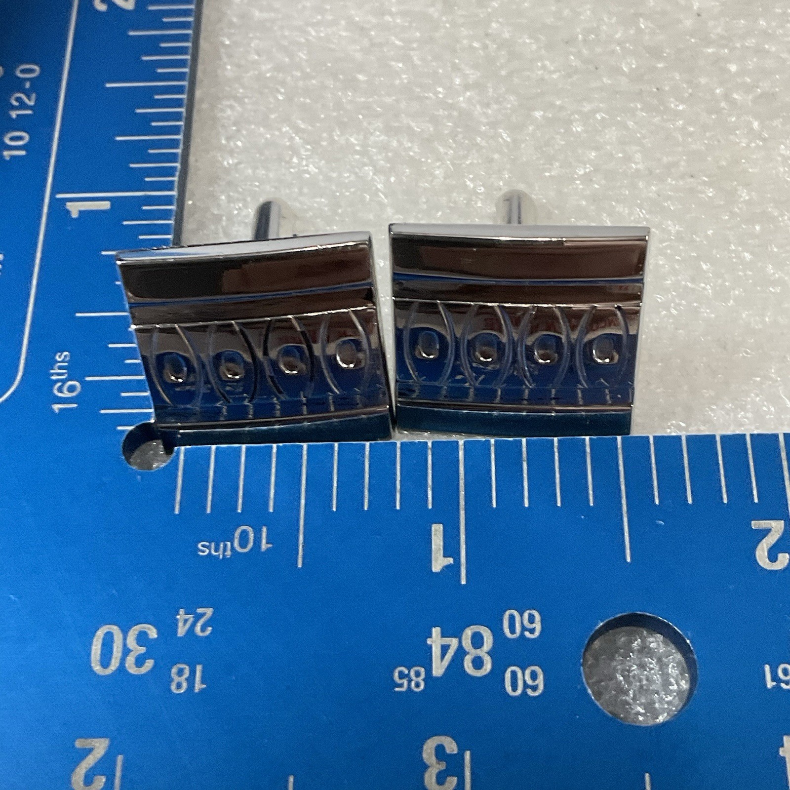 Vintage Swank Rectangular Silver Tone Designer Fashion Cuff Links - Image 11