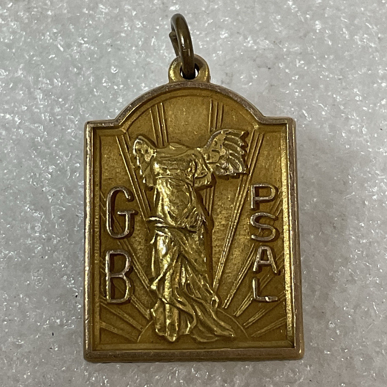 Mid Century Public Schools Athletic League PSAL GB Pinback Pendant Gold Toned - Image 1