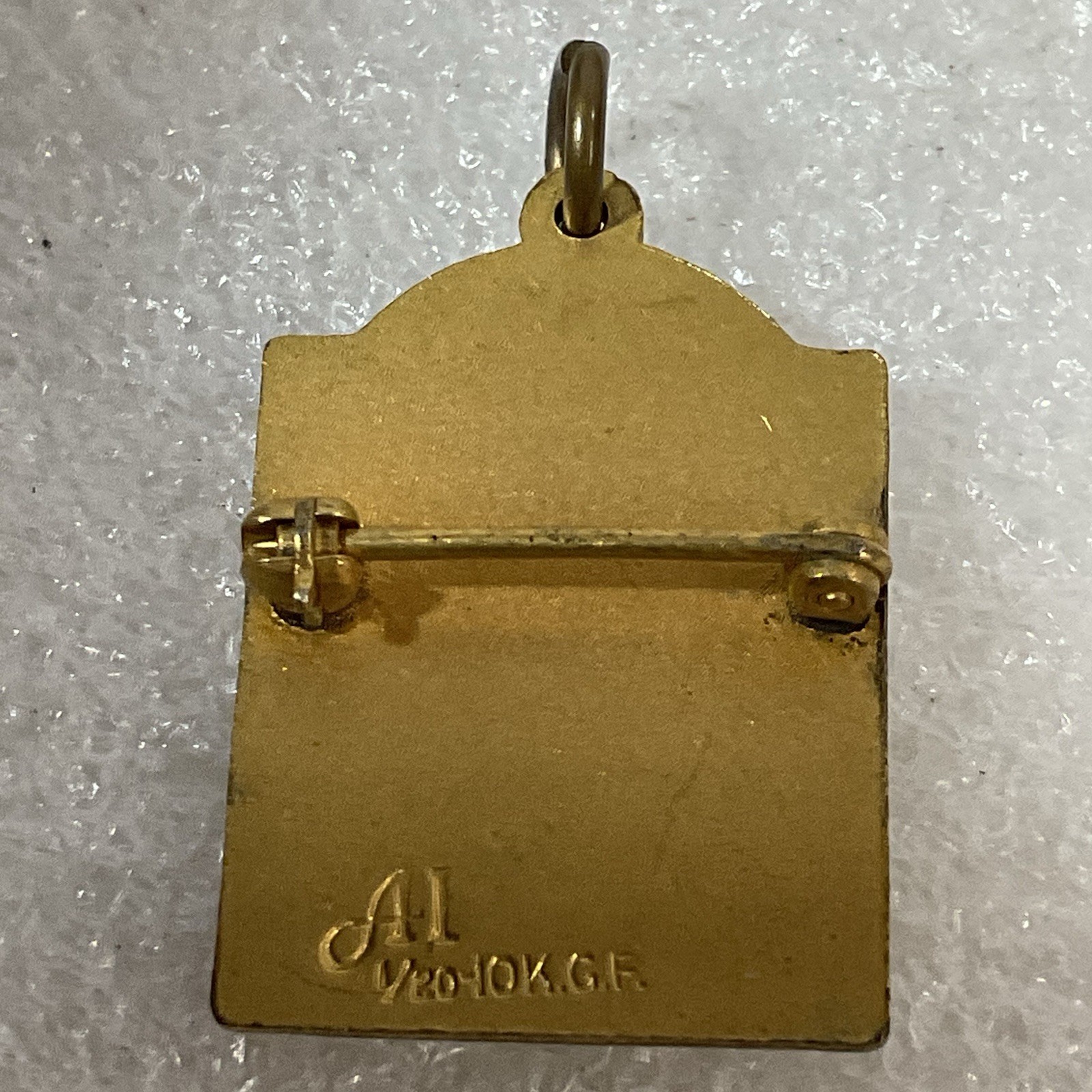 Mid Century Public Schools Athletic League PSAL GB Pinback Pendant Gold Toned - Image 2