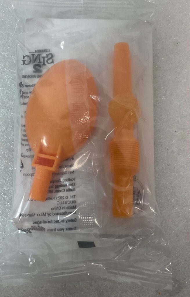 Kellogg’s Sing 2 Movie Orange Straw Spoon Prize 5.5in Sealed 2021 Promo - Image 1