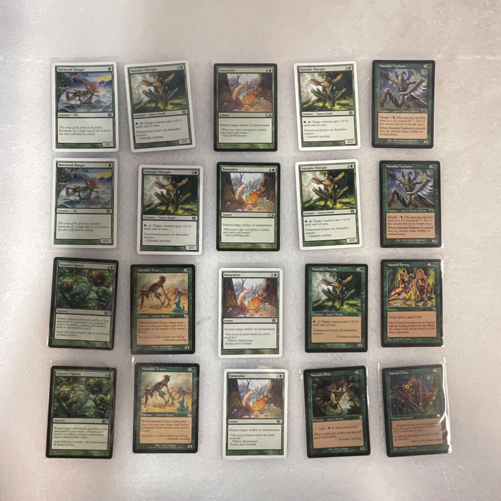MTG 20 Card Green Lot Mixed Sets Nantuko Disciple Naturalize Nature's Spiral - Image 1