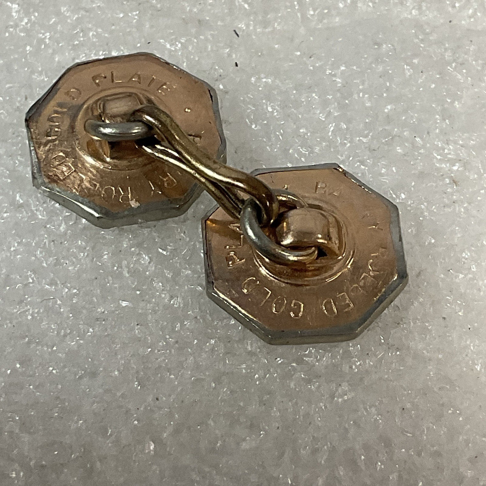 Vintage Barry Mother Of Pearl Gold Toned Octagon Cuff Links - Image 13