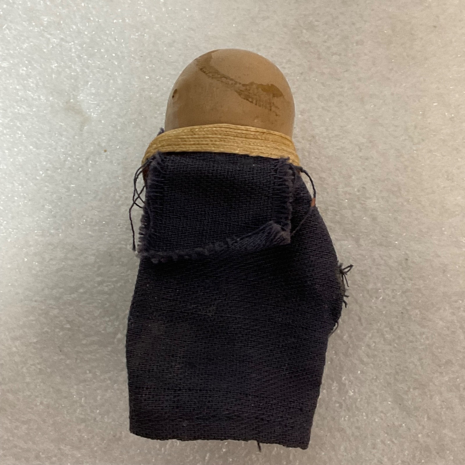 Vintage Wooden Finger Puppet Monk Figure 3in Hand Painted Face Fabric Robe - Image 3