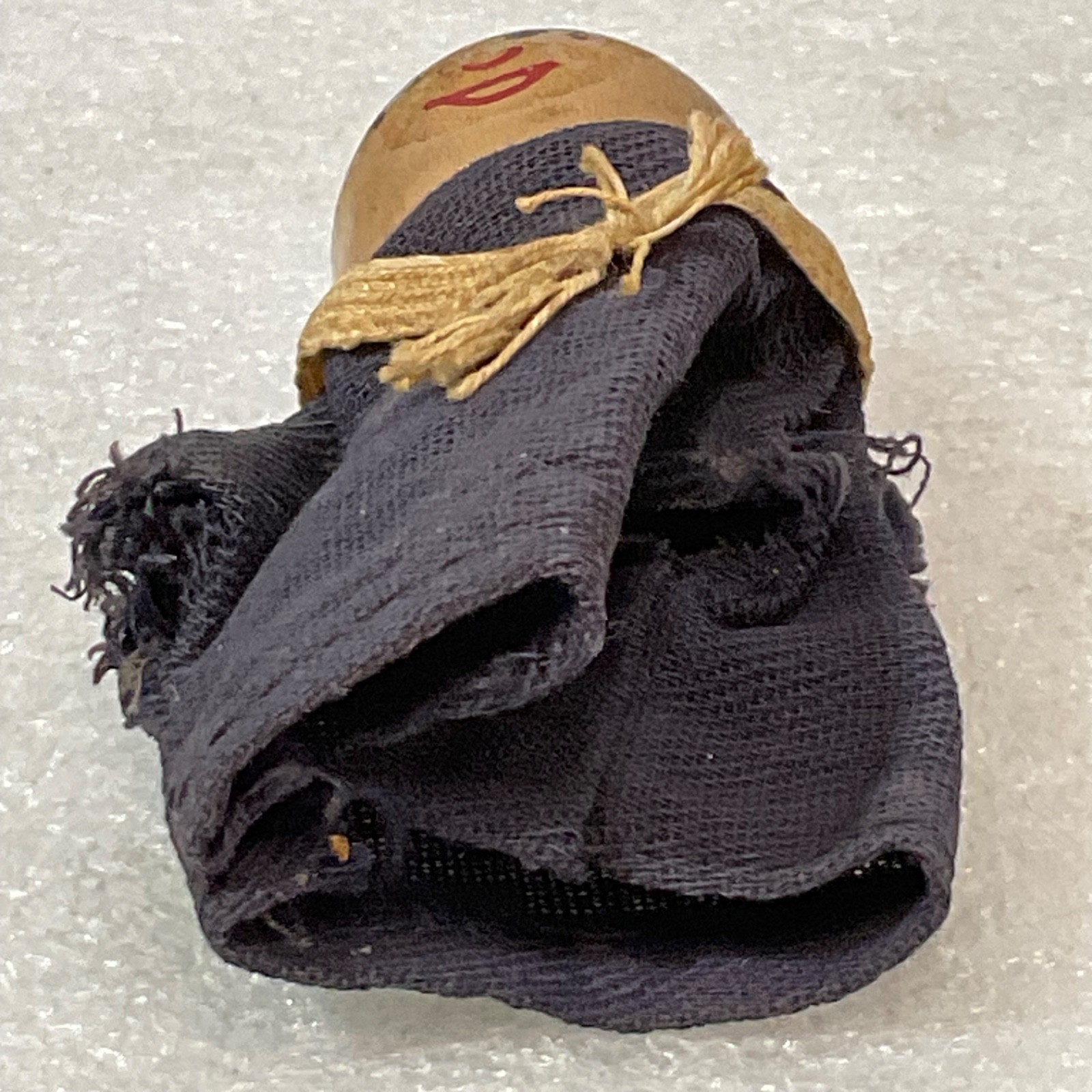 Vintage Wooden Finger Puppet Monk Figure 3in Hand Painted Face Fabric Robe - Image 5