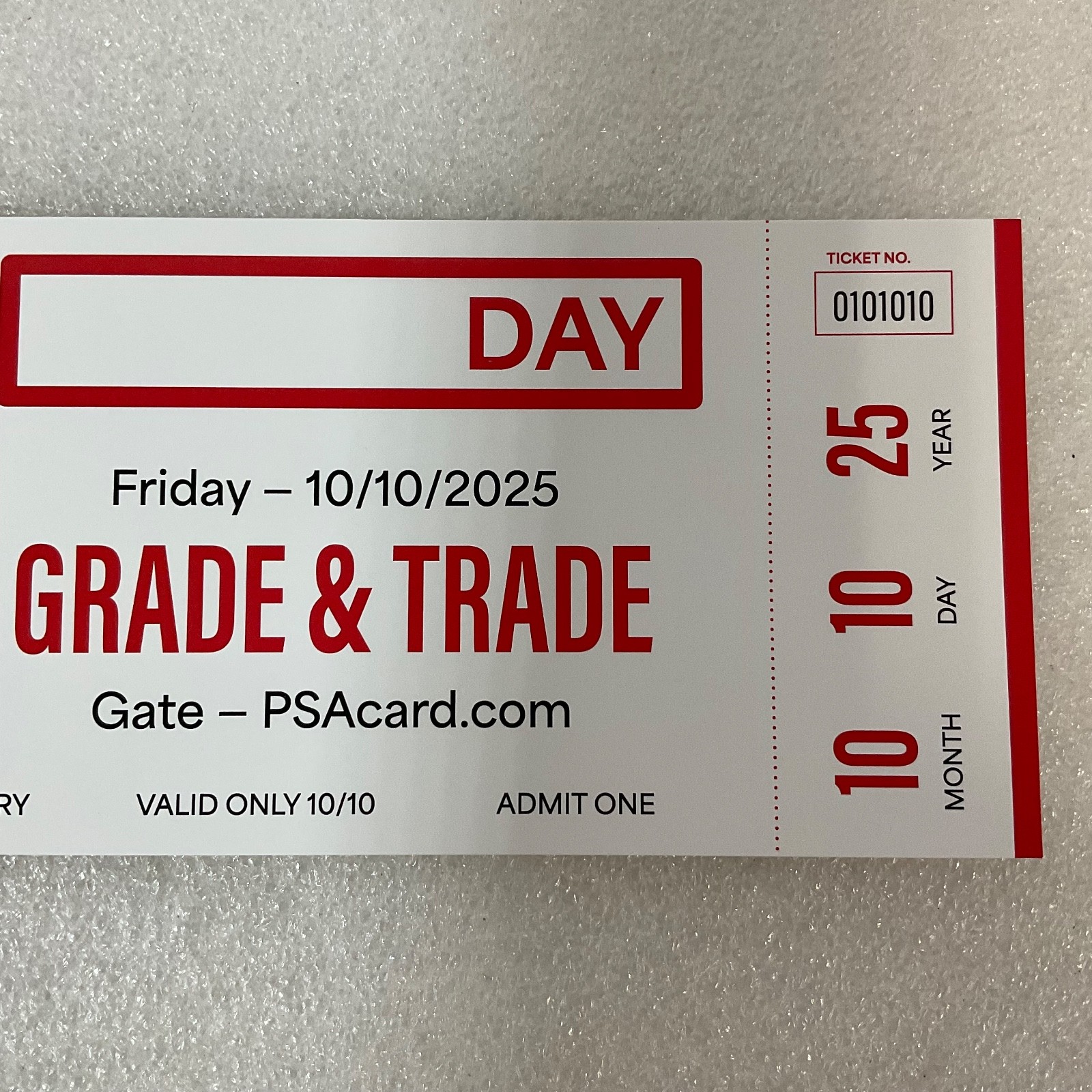 PSA 10/10 Day Grade & Trade Ticket October 10 2025 Collectible Admission - Image 4