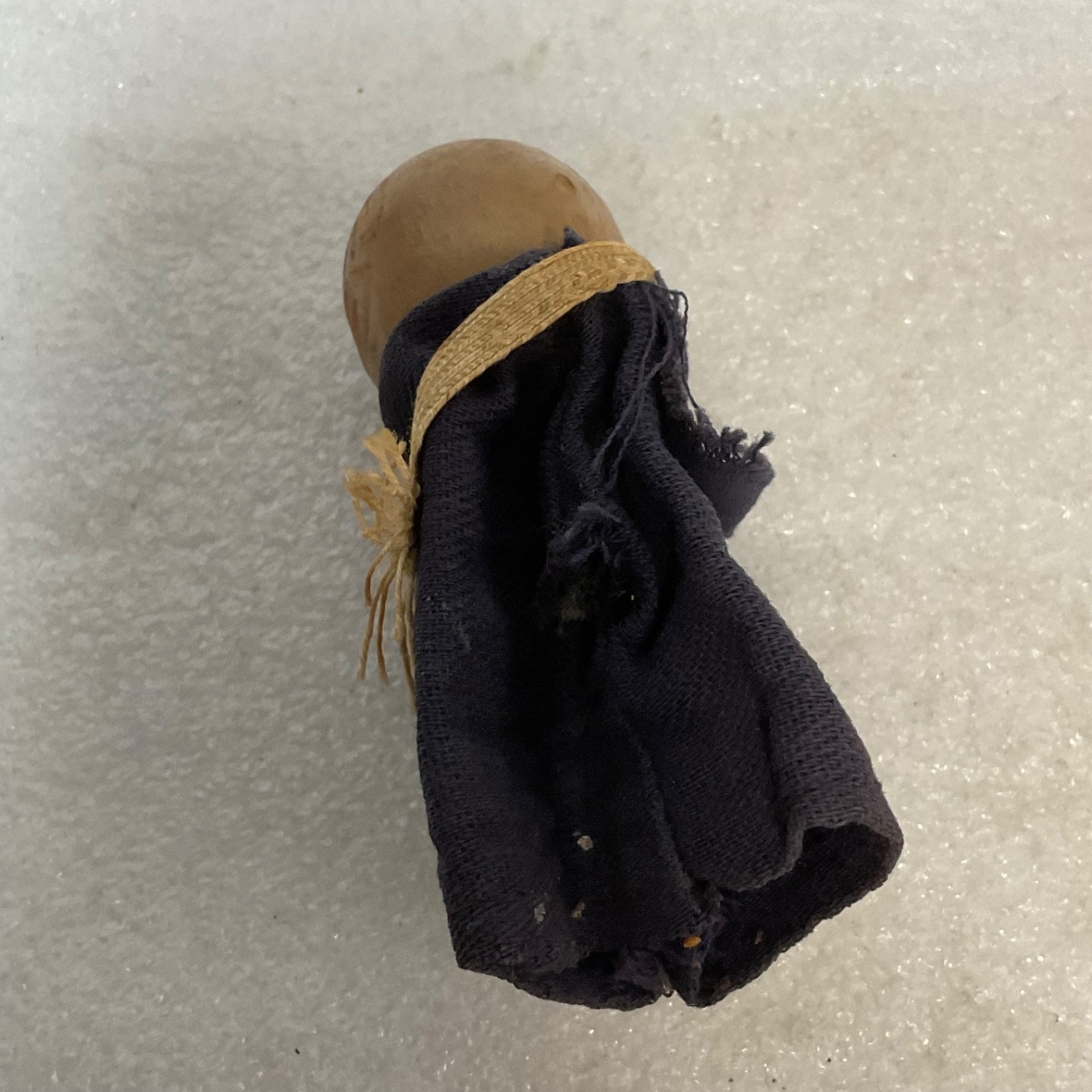 Vintage Wooden Finger Puppet Monk Figure 3in Hand Painted Face Fabric Robe - Image 7