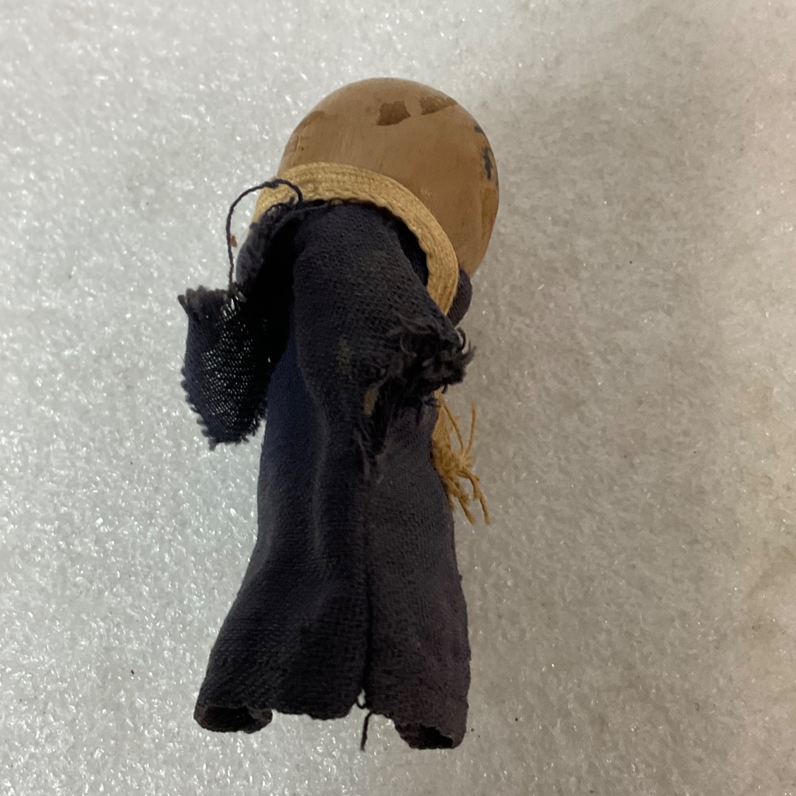 Vintage Wooden Finger Puppet Monk Figure 3in Hand Painted Face Fabric Robe - Image 8