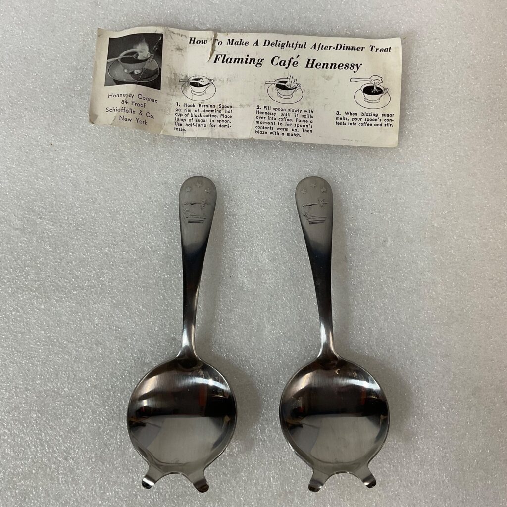 Vintage Hennessy Flaming Café Cognac Spoons Set of 2 with Original Instructions - Image 1