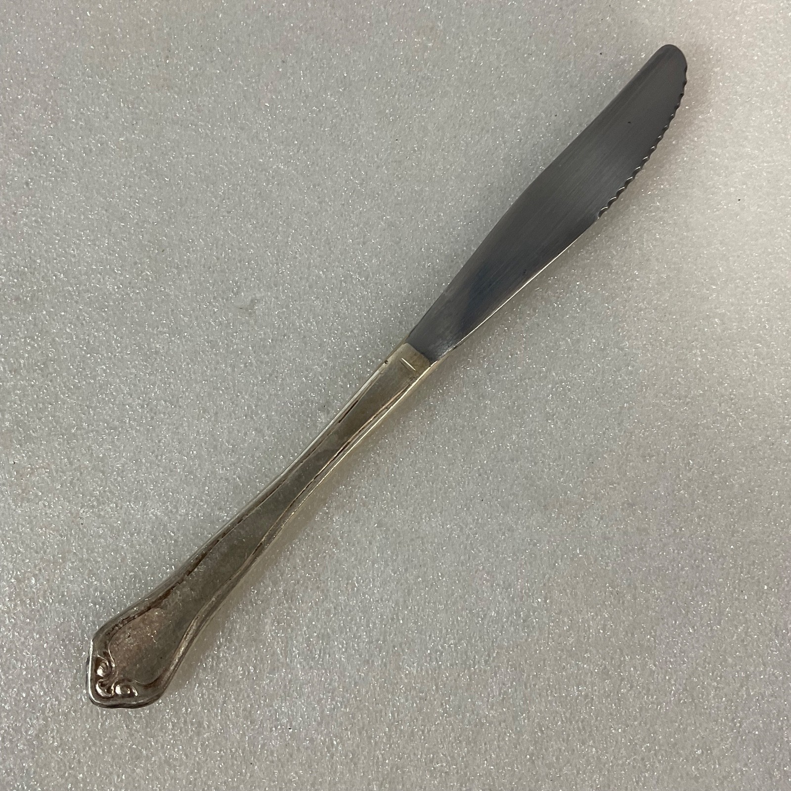 Vintage Silver Handle Stainless Table Knife 8in Ornate Flatware Utensil - Image 1
