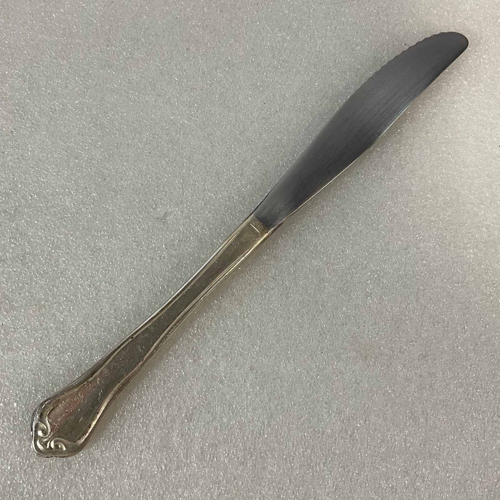 Vintage Silver Handle Stainless Table Knife 8in Ornate Flatware Utensil - Image 2