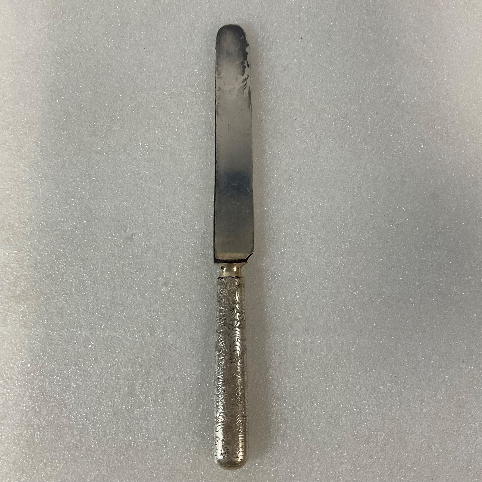 1847 Rogers Bros Silverplate Knife Pat May 17 1881 Embossed Floral Handle - Image 1