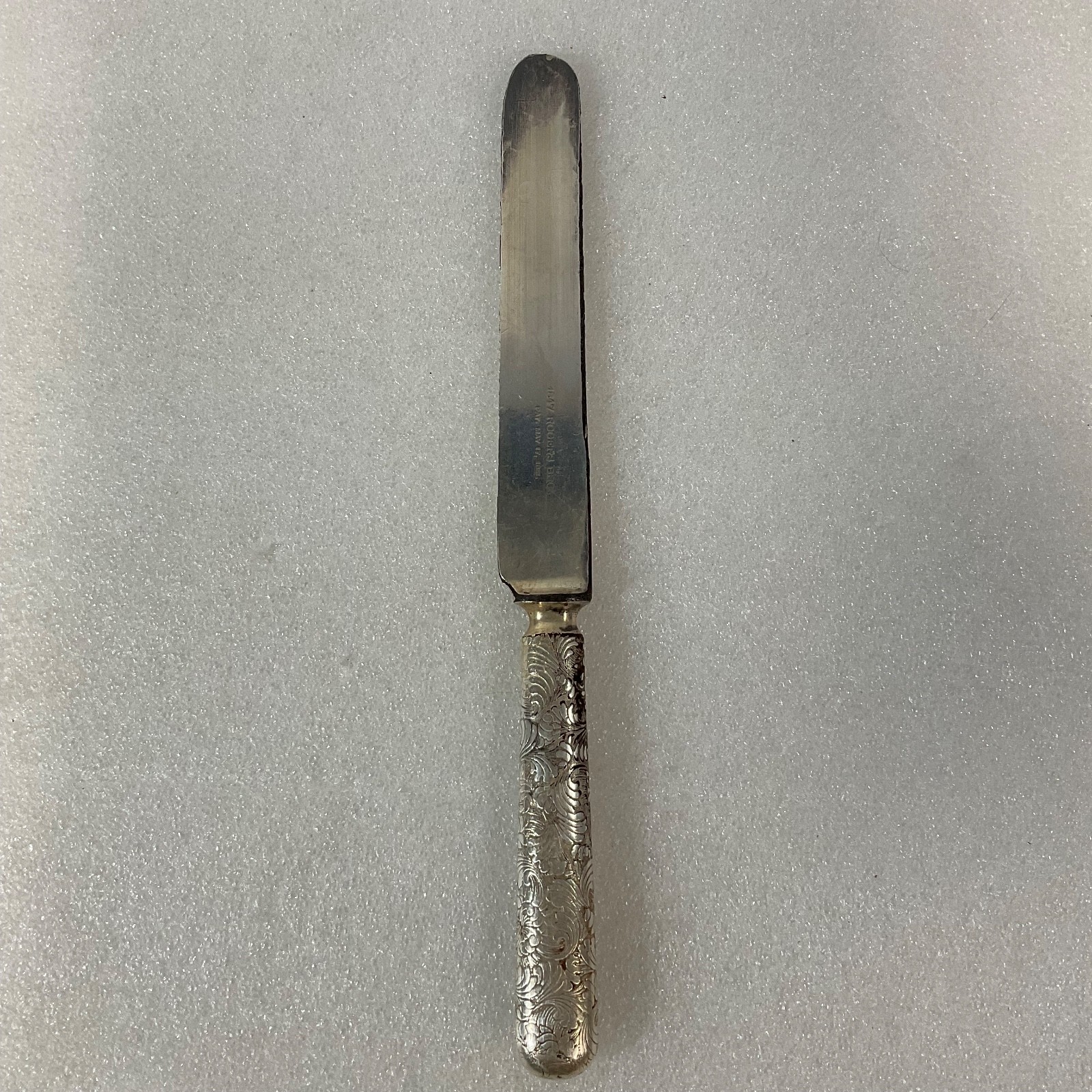 1847 Rogers Bros Silverplate Knife Pat May 17 1881 Embossed Floral Handle - Image 2