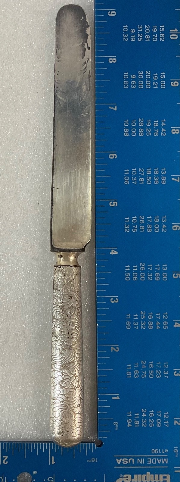 1847 Rogers Bros Silverplate Knife Pat May 17 1881 Embossed Floral Handle - Image 13
