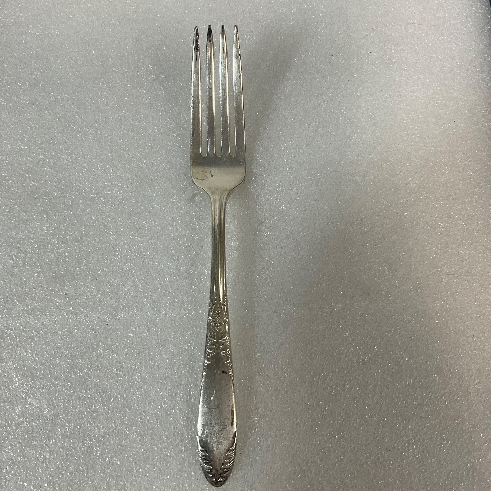 Vintage King Edward Silverplate Fork 7.5in Ornate Floral Scroll Pattern Flatware - Image 1