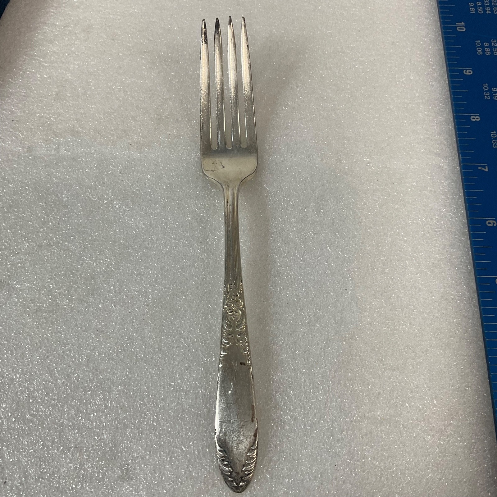 Vintage King Edward Silverplate Fork 7.5in Ornate Floral Scroll Pattern Flatware - Image 11