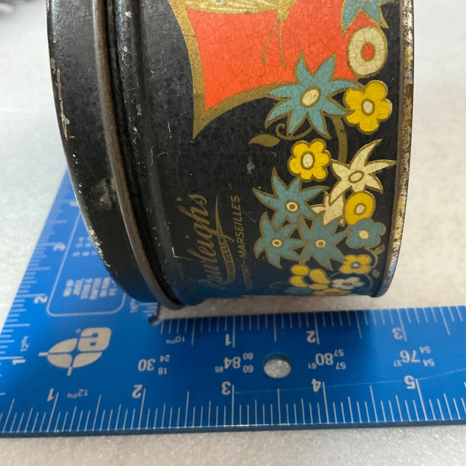 Vintage Rawleigh’s La Jaynees Poudre Toilette Tin 4.75in Butterfly Floral Design - Image 8
