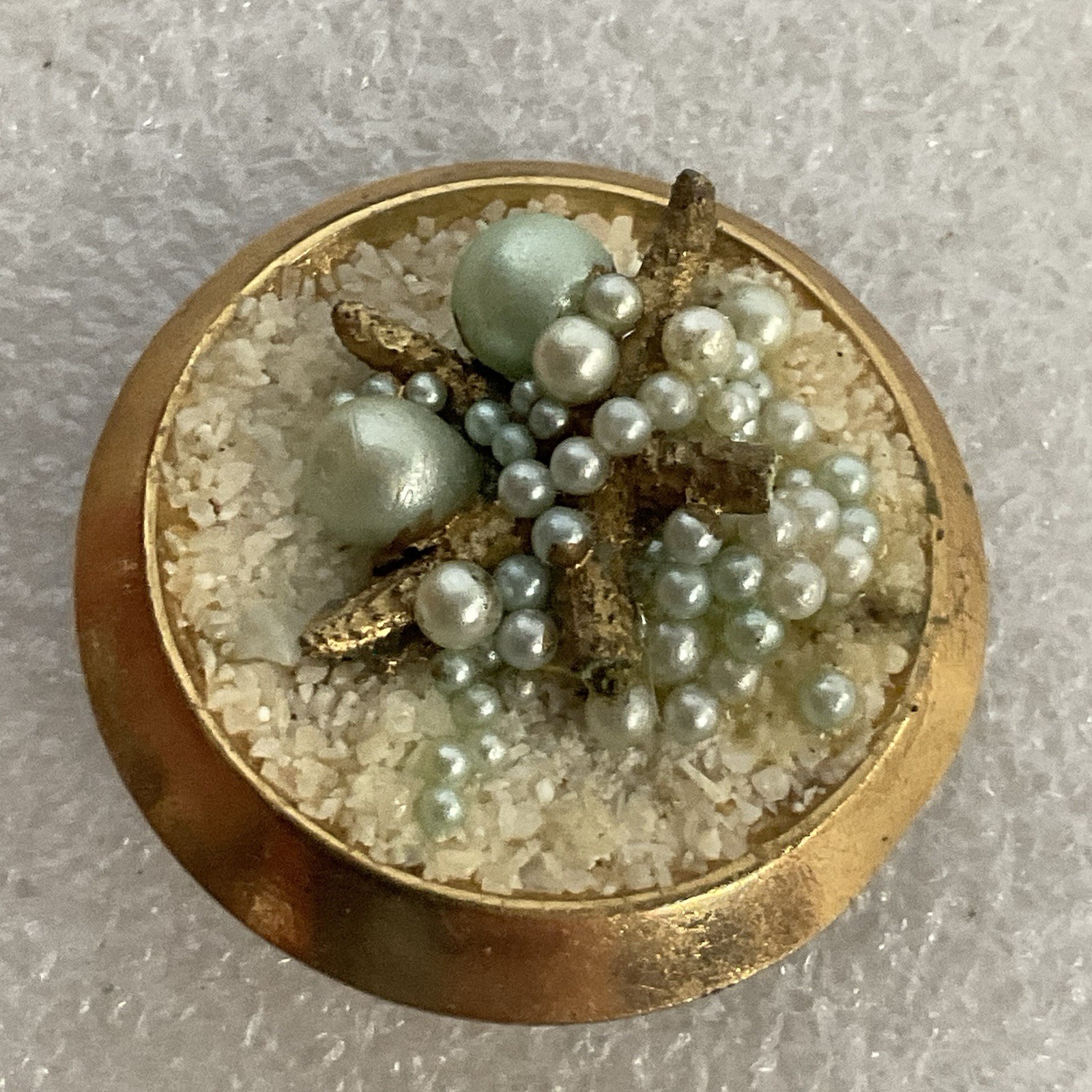 Vintage Starfish Pearl Sand Beach Scene Clip-On Earrings – Missing Broken Pieces - Image 3