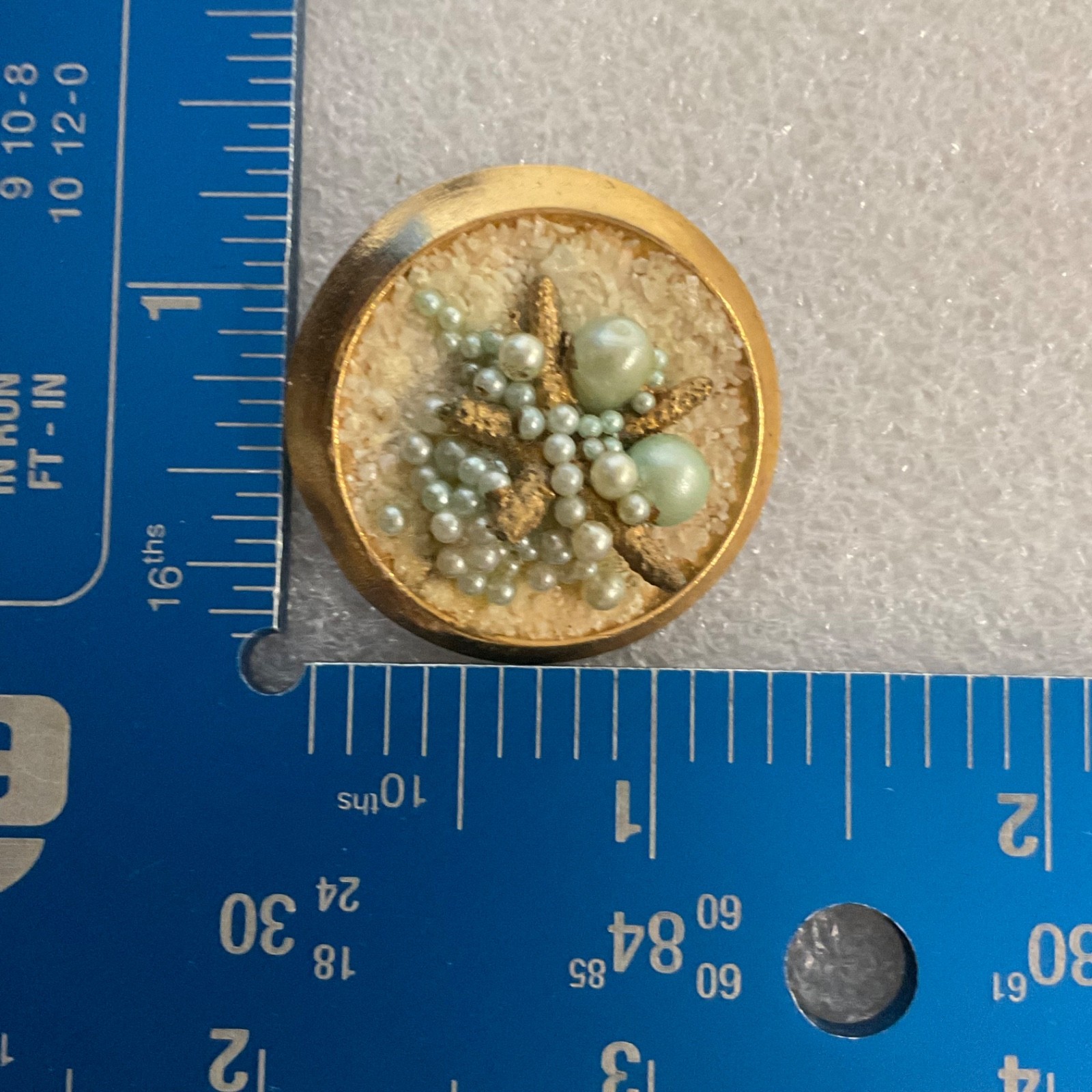 Vintage Starfish Pearl Sand Beach Scene Clip-On Earrings – Missing Broken Pieces - Image 7