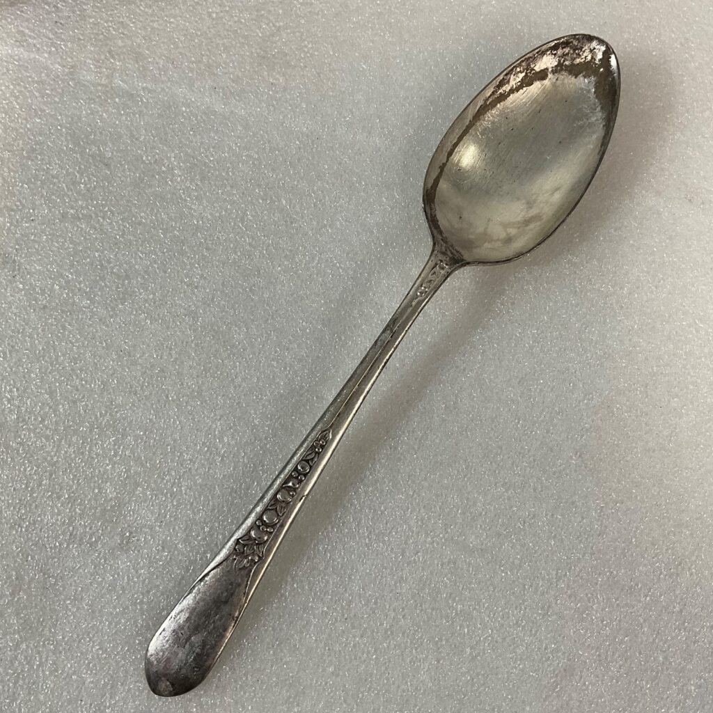 Vintage Wm Rogers Mfg Co Silverplate Spoon 6in Floral Pattern Antique Flatware - Image 1