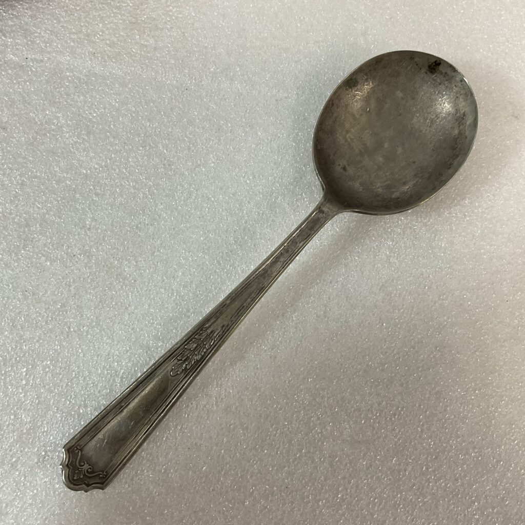Vintage Sherwood Pure Silverplate Spoon 6in Ornate Handle Floral Pattern - Image 1