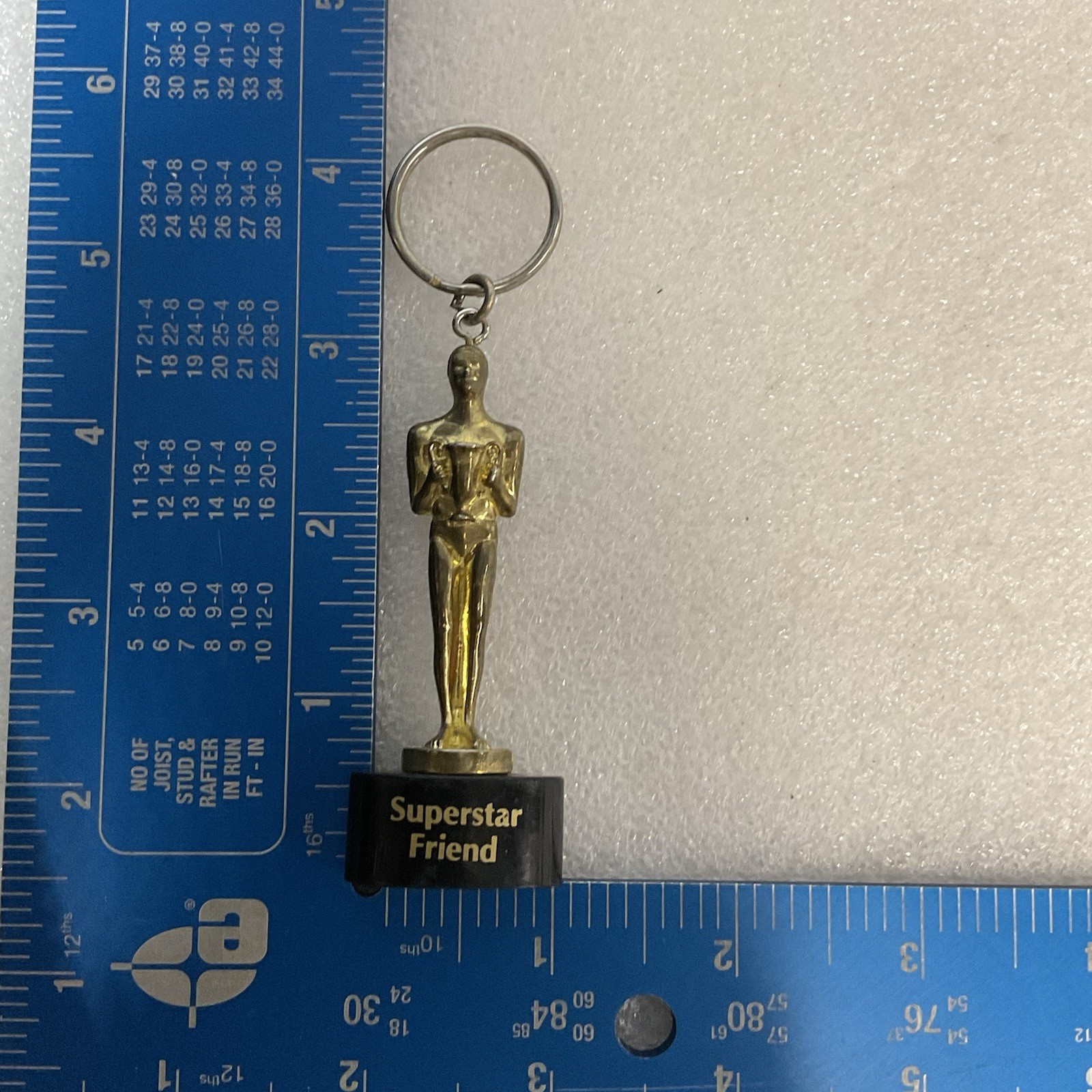 Vintage 1992 Superstar Friend Trophy Keychain Gold Tone Metal Award Gift - Image 8