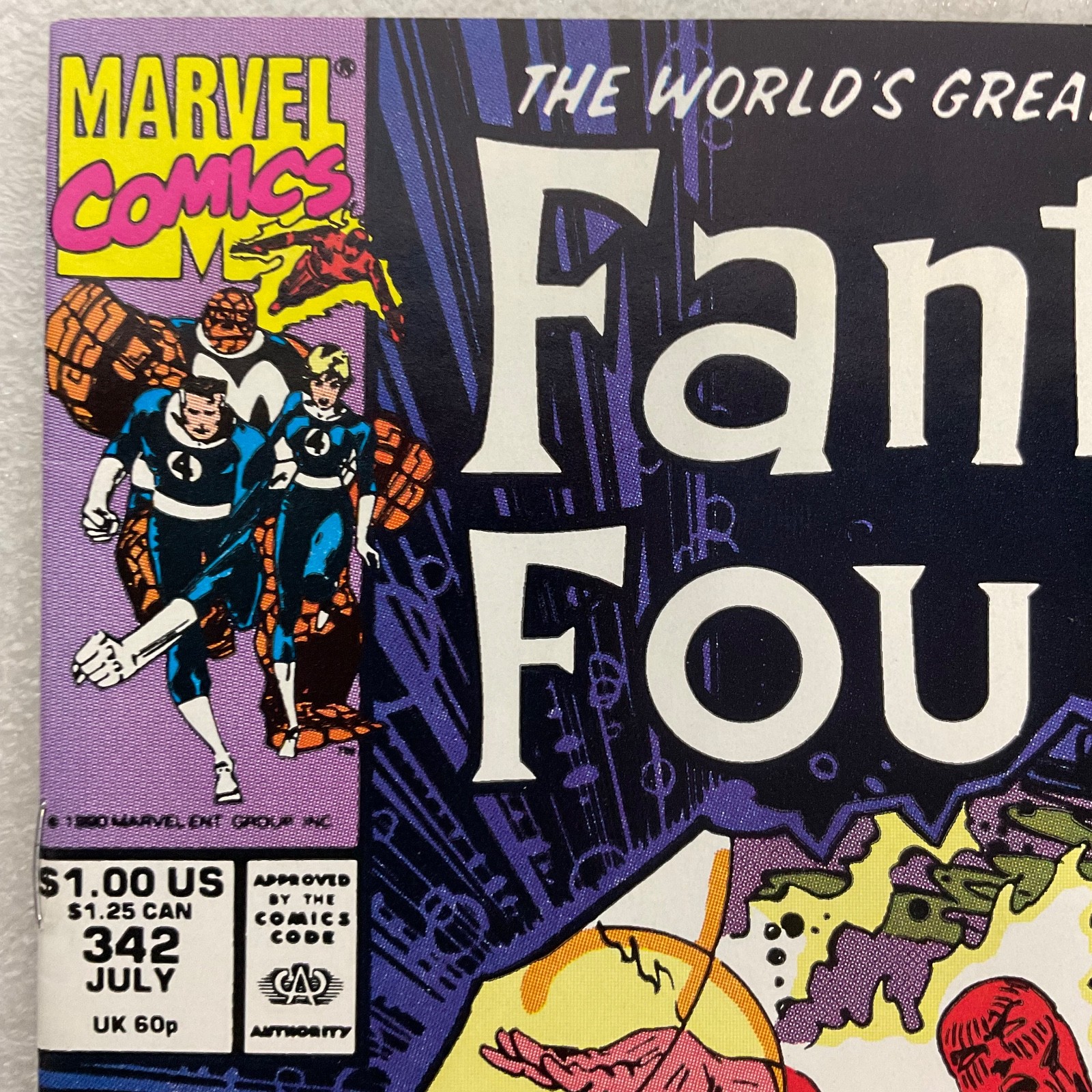 Fantastic Four #342 July 1990 Marvel Comic Human Torch X-Factor Spider-Man Cameo - Image 2