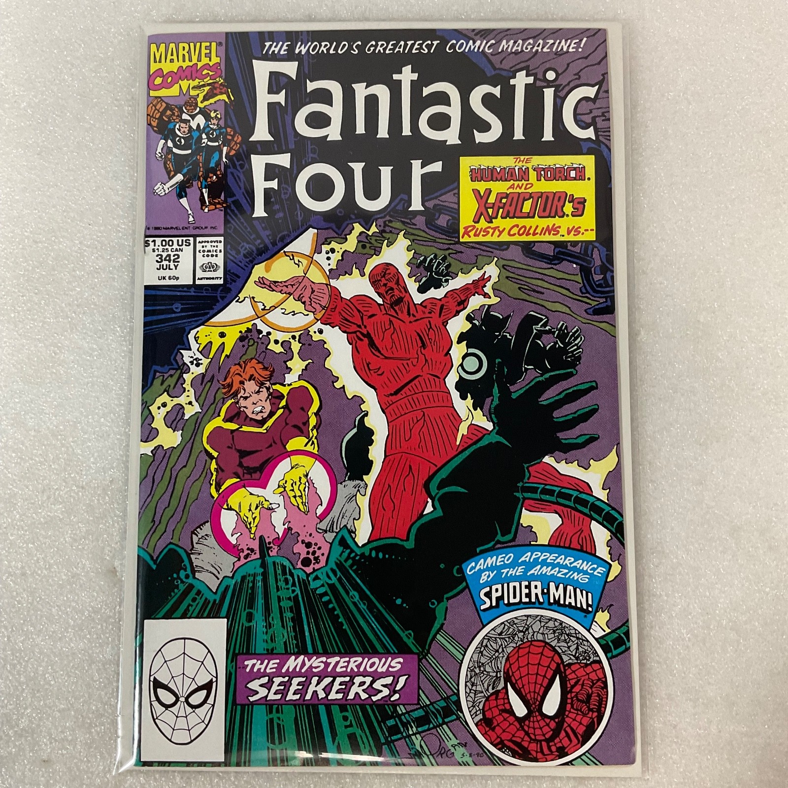 Fantastic Four #342 July 1990 Marvel Comic Human Torch X-Factor Spider-Man Cameo - Image 12