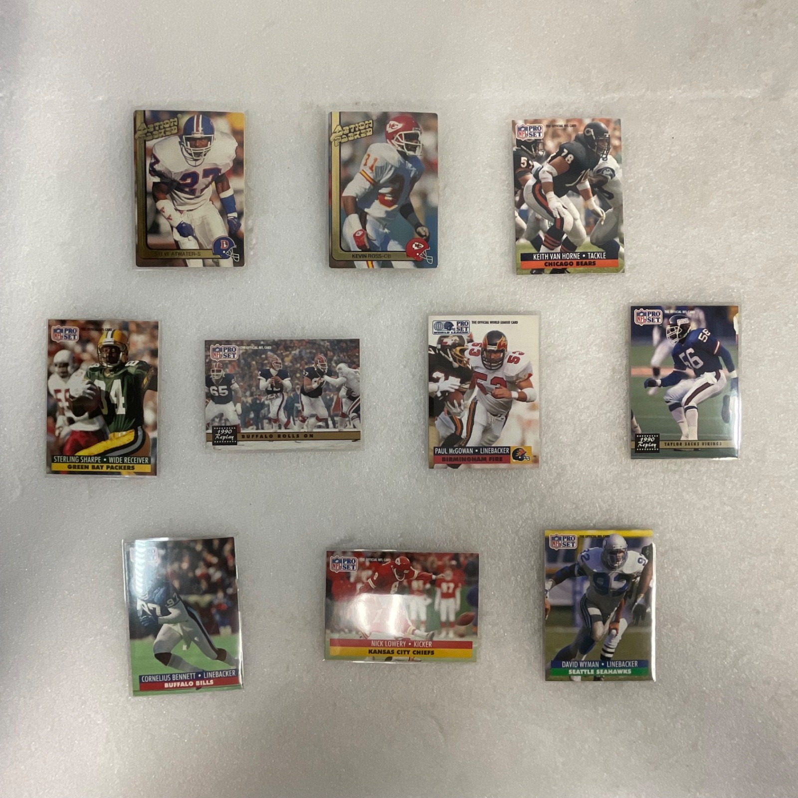 1991 Pro Set Action Packed NFL Football 10 Card Lot Sharpe Atwater Bills - Image 1
