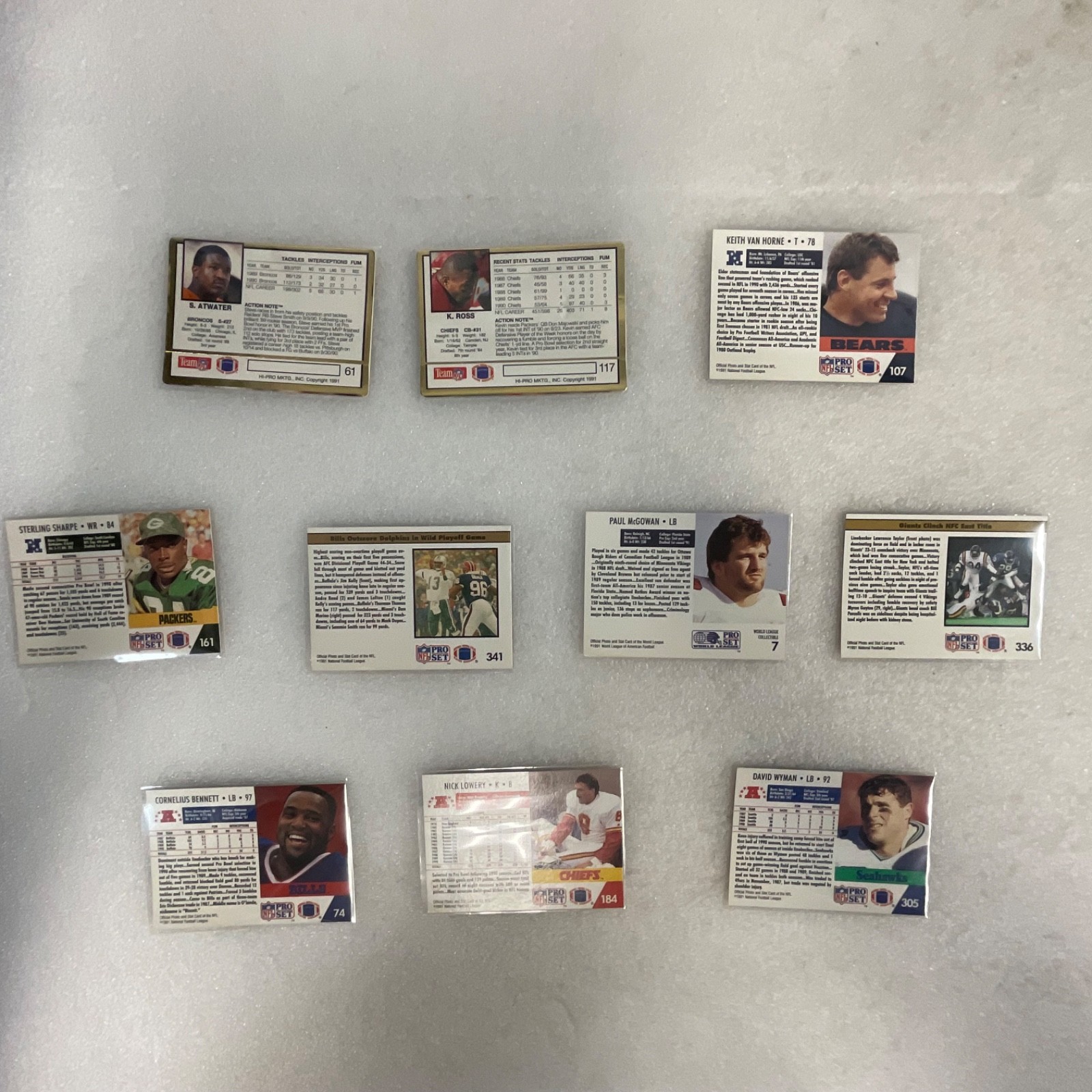 1991 Pro Set Action Packed NFL Football 10 Card Lot Sharpe Atwater Bills - Image 2