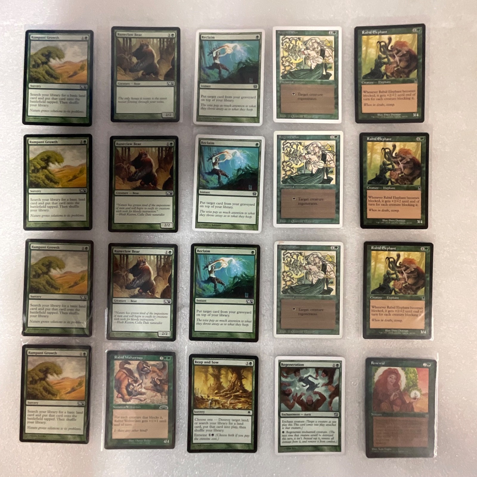 MTG 20 Card Green Lot Rampant Growth Runeclaw Bear Mixed M12 M11 - Image 1