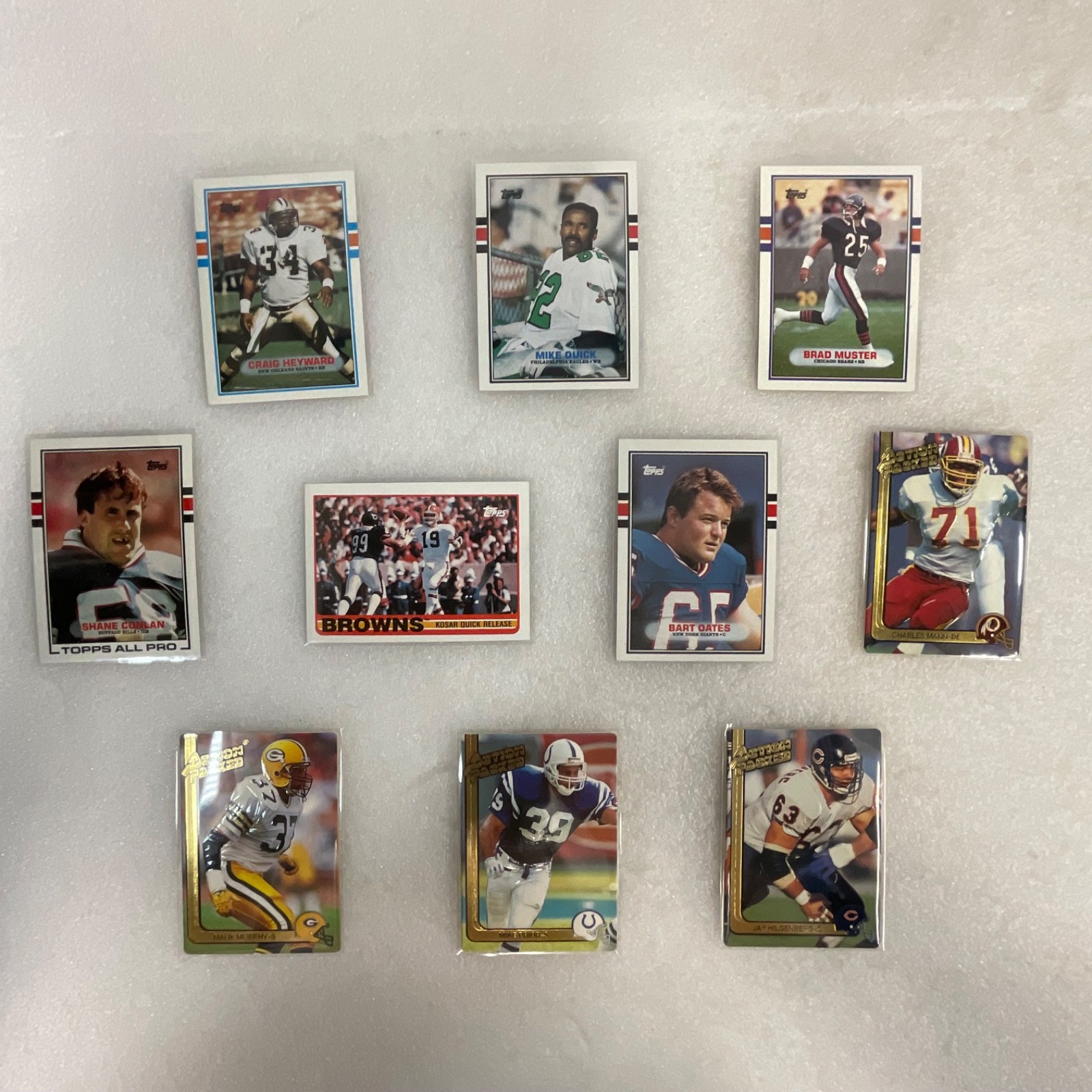 1989 Topps 1991 Action Packed Football 10 Card Lot Heyward Quick Mann - Image 1