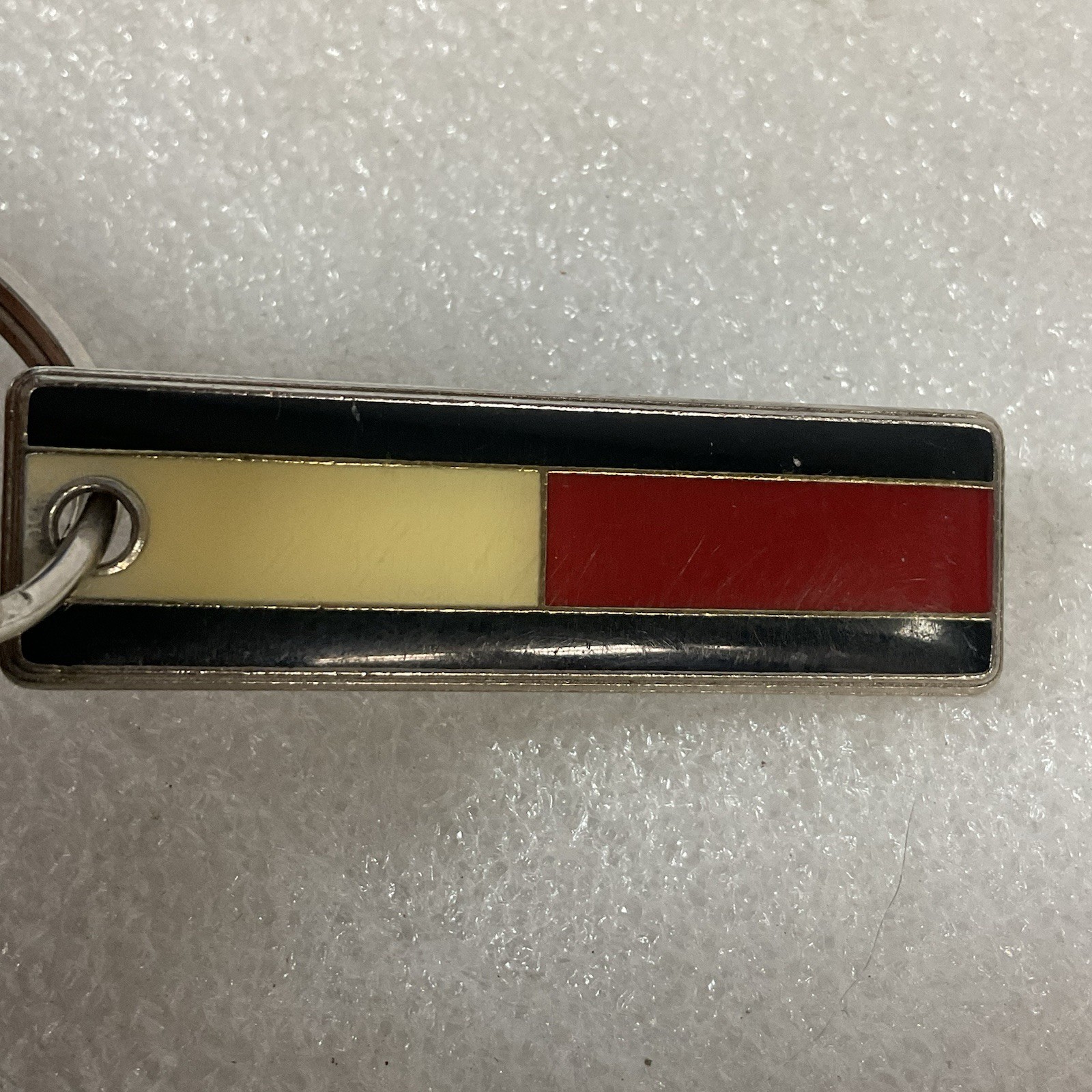 Tommy Hilfiger Metal Keychain Purse Charm Zipper Pull Red Yellow Black Stripe - Image 4