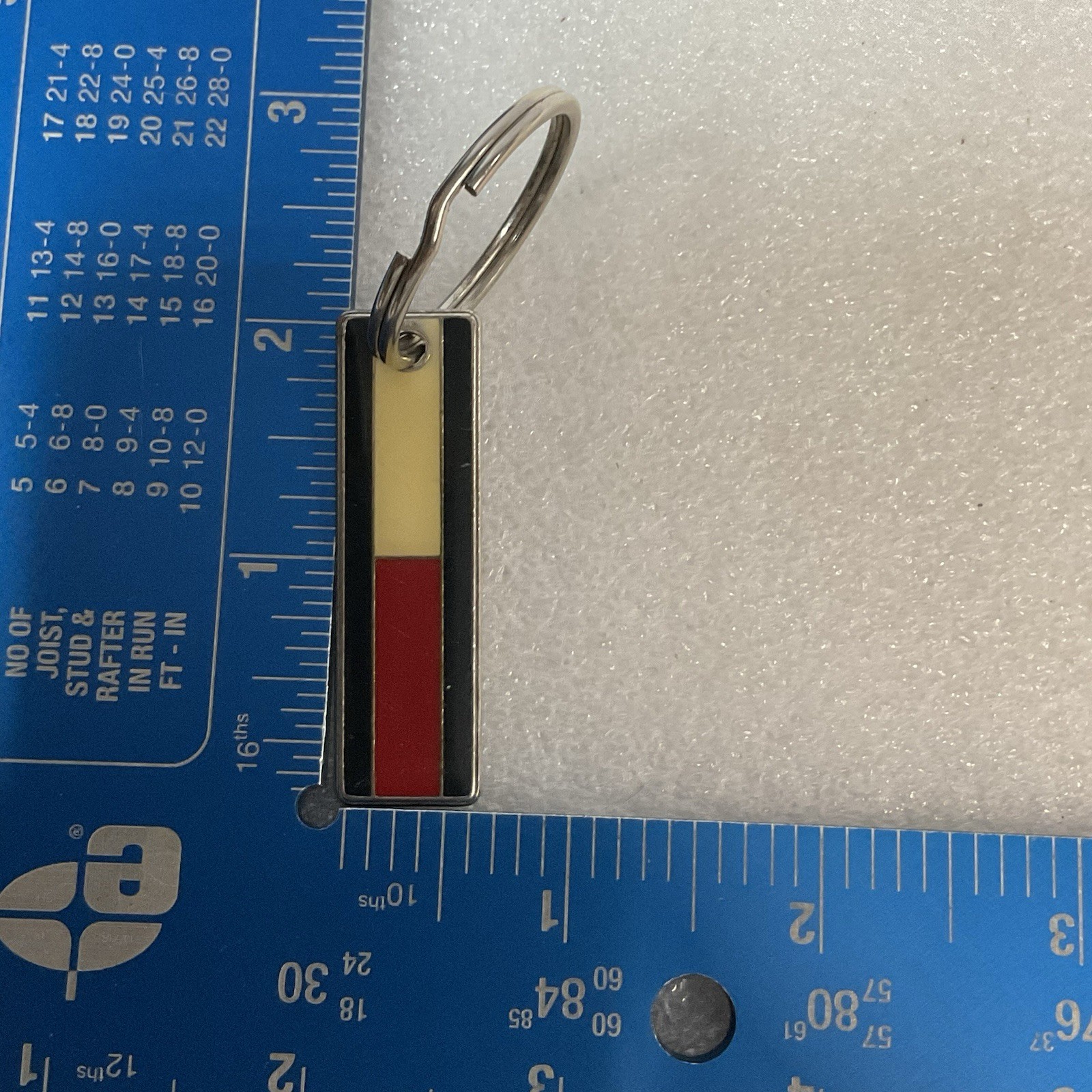 Tommy Hilfiger Metal Keychain Purse Charm Zipper Pull Red Yellow Black Stripe - Image 6