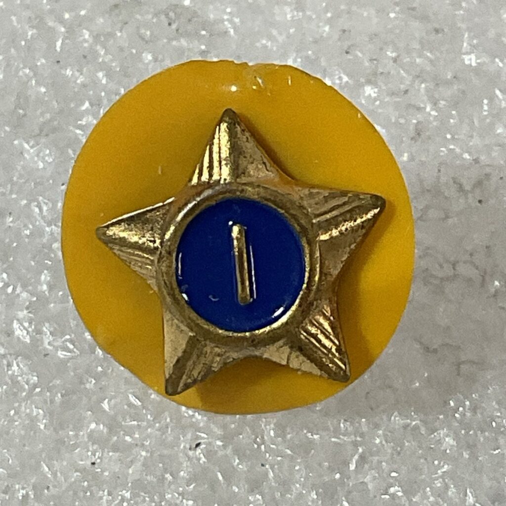 Boy Scout 1 Year Service Star Pin Vintage Metal Enamel Small Brass Blue Enamel - Image 1