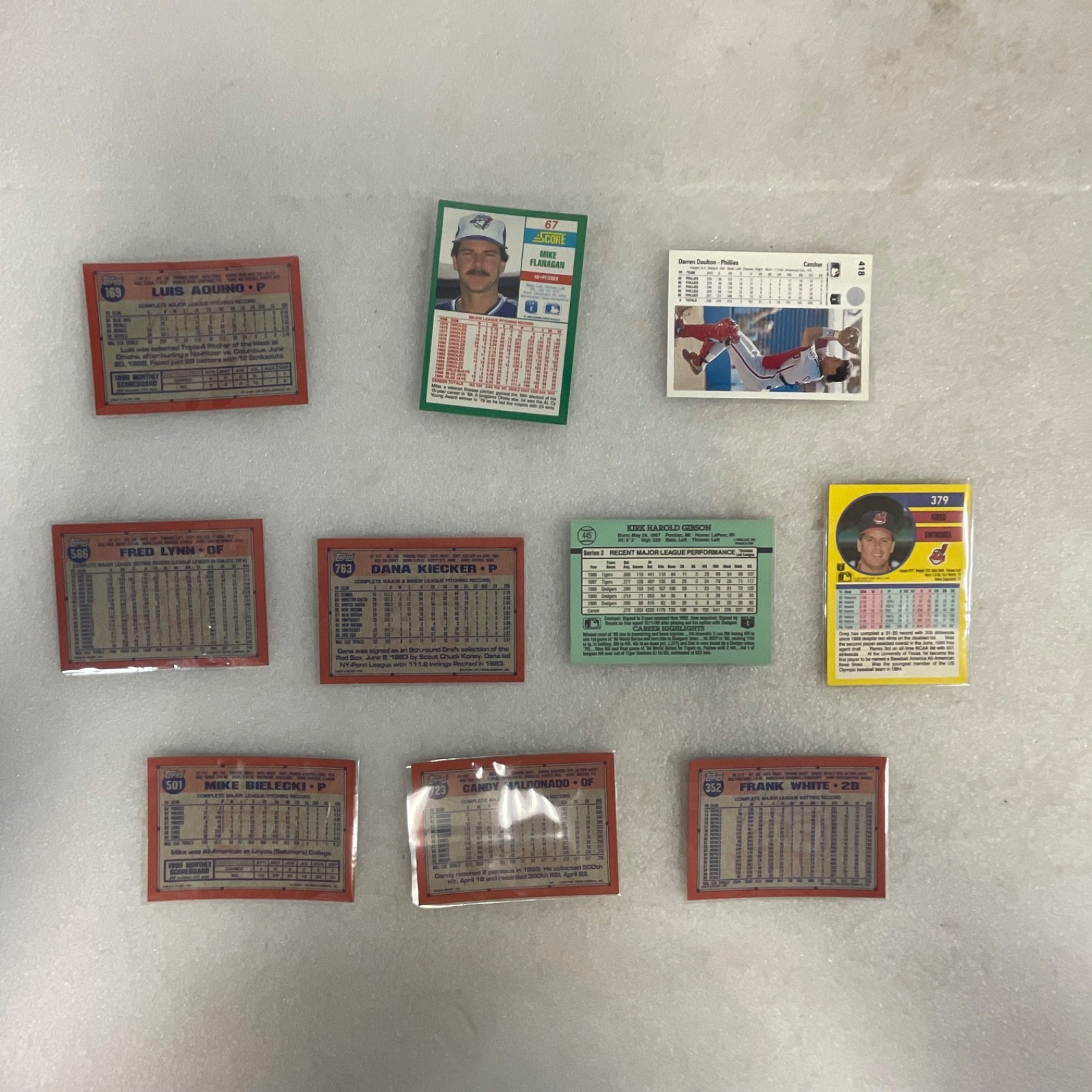 1990-91 MLB Baseball 10 Card Lot Gibson Frank White Topps Donruss Fleer - Image 2