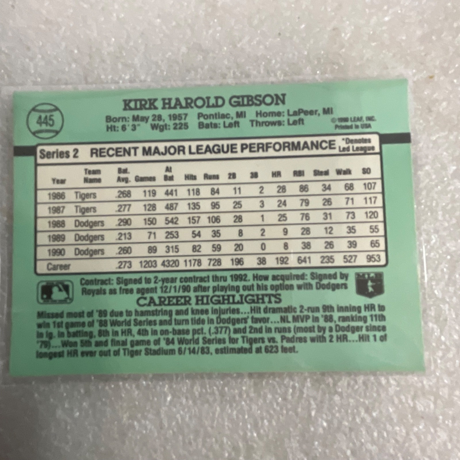 1990-91 MLB Baseball 10 Card Lot Gibson Frank White Topps Donruss Fleer - Image 18