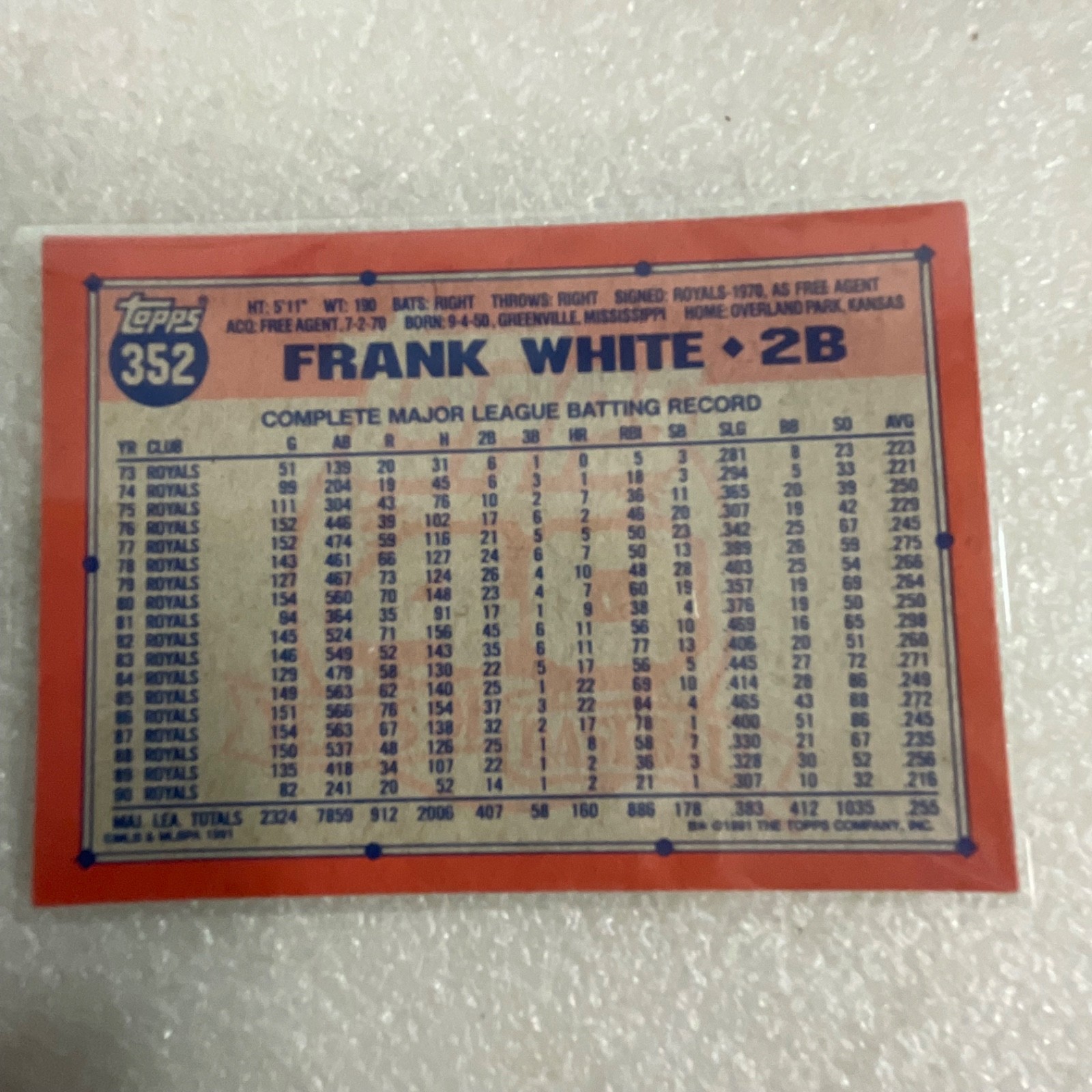 1990-91 MLB Baseball 10 Card Lot Gibson Frank White Topps Donruss Fleer - Image 22